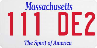 MA license plate 111DE2