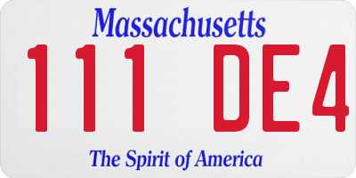 MA license plate 111DE4