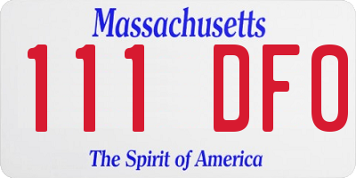 MA license plate 111DF0