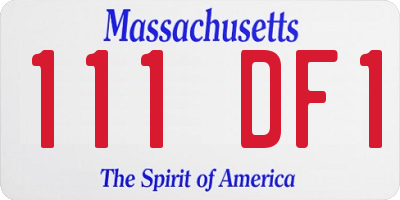MA license plate 111DF1