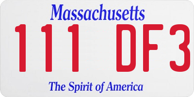 MA license plate 111DF3