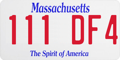 MA license plate 111DF4
