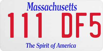 MA license plate 111DF5