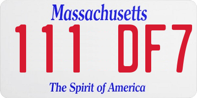 MA license plate 111DF7