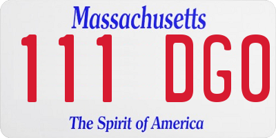 MA license plate 111DG0