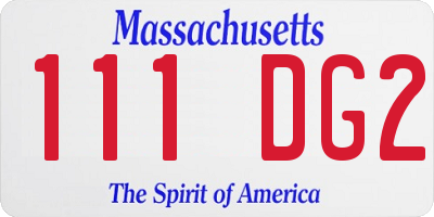 MA license plate 111DG2