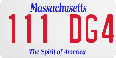 MA license plate 111DG4