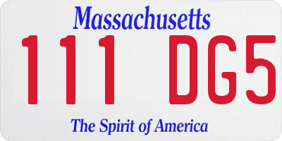 MA license plate 111DG5
