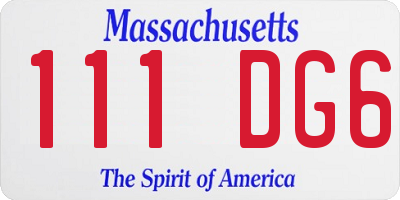 MA license plate 111DG6