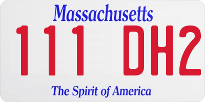 MA license plate 111DH2