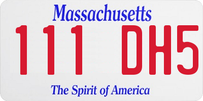 MA license plate 111DH5