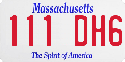 MA license plate 111DH6