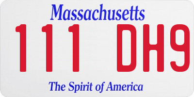 MA license plate 111DH9