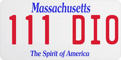 MA license plate 111DI0