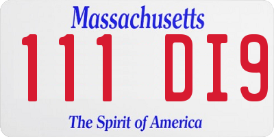 MA license plate 111DI9