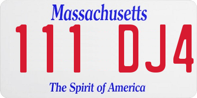 MA license plate 111DJ4