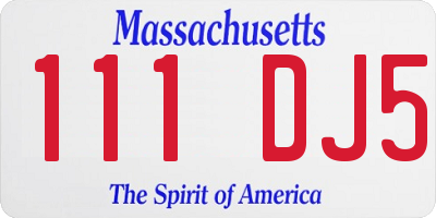 MA license plate 111DJ5