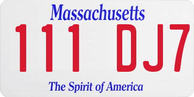 MA license plate 111DJ7
