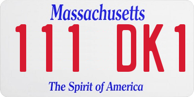 MA license plate 111DK1