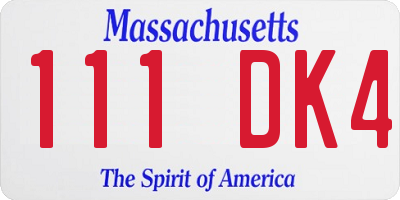 MA license plate 111DK4