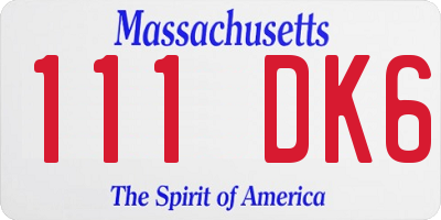 MA license plate 111DK6