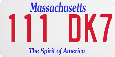 MA license plate 111DK7