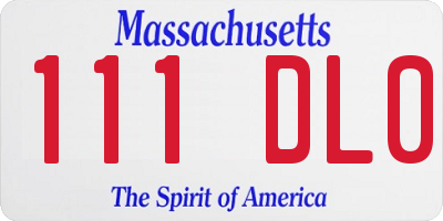 MA license plate 111DL0