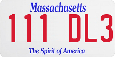 MA license plate 111DL3