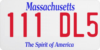 MA license plate 111DL5