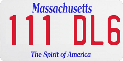 MA license plate 111DL6