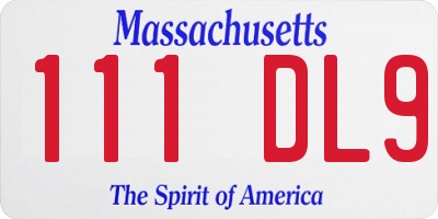 MA license plate 111DL9