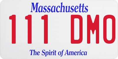 MA license plate 111DM0