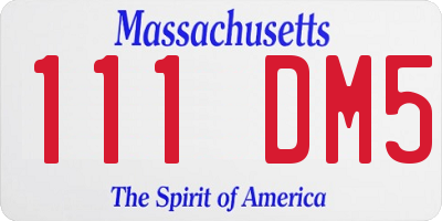 MA license plate 111DM5