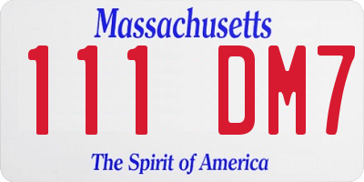 MA license plate 111DM7