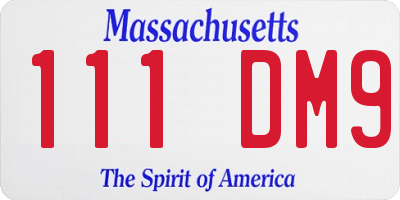 MA license plate 111DM9