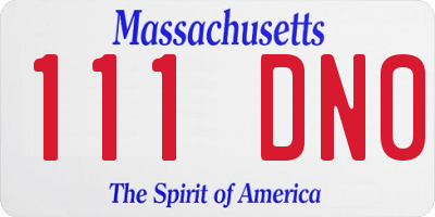 MA license plate 111DN0