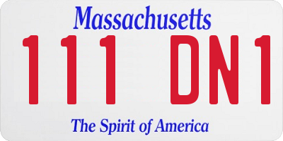 MA license plate 111DN1