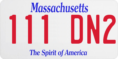MA license plate 111DN2