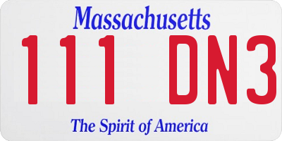 MA license plate 111DN3