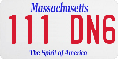 MA license plate 111DN6