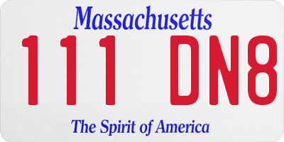 MA license plate 111DN8