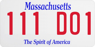 MA license plate 111DO1