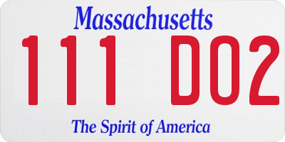 MA license plate 111DO2