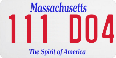 MA license plate 111DO4