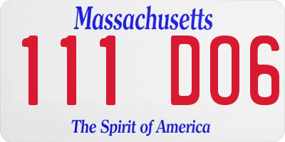 MA license plate 111DO6