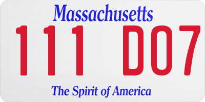 MA license plate 111DO7