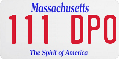 MA license plate 111DP0