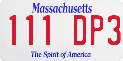 MA license plate 111DP3