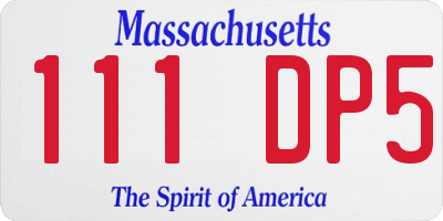 MA license plate 111DP5