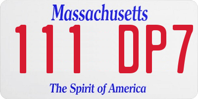 MA license plate 111DP7